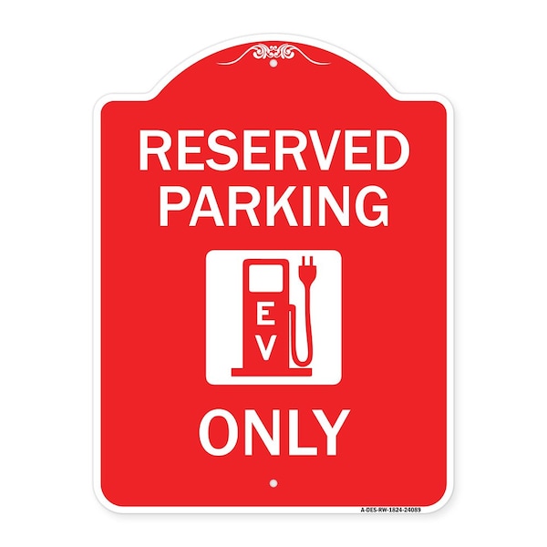 Signmission Ev W/ Electric Vehicle Charging Station Graphic, Red & White Aluminum Sign, 18" x 24", RW-1824-24089 A-DES-RW-1824-24089 - main